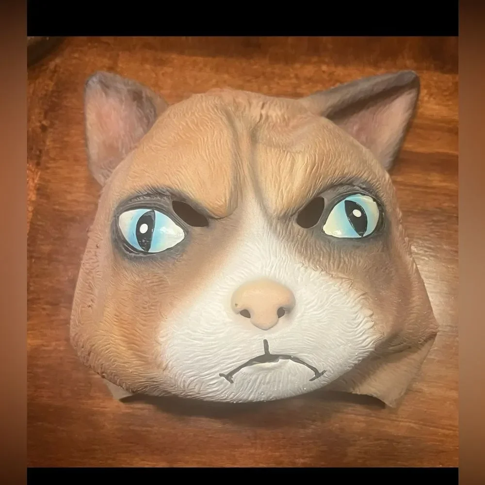 Full Head ANGRY CAT HEADPIECE MASK Rubber GRUMPY Costume KITTEN Mad Kitty